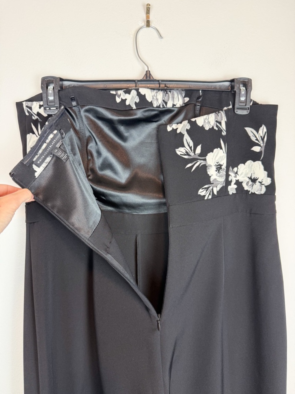 White House Black Market Floral Wide Leg Strapless Jumpsuit‎ Draped Size 14 - Picture 8 of 9